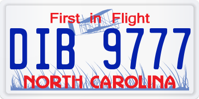 NC license plate DIB9777