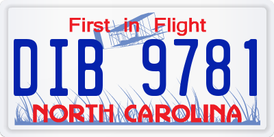 NC license plate DIB9781