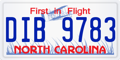NC license plate DIB9783