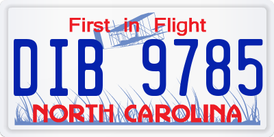 NC license plate DIB9785