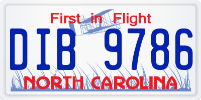 NC license plate DIB9786