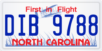 NC license plate DIB9788