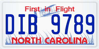NC license plate DIB9789
