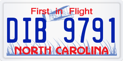 NC license plate DIB9791