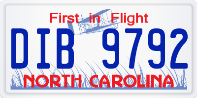NC license plate DIB9792