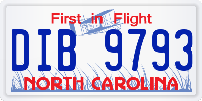 NC license plate DIB9793