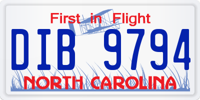 NC license plate DIB9794