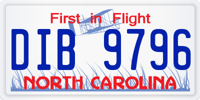 NC license plate DIB9796