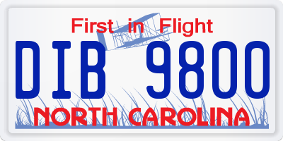 NC license plate DIB9800