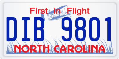 NC license plate DIB9801