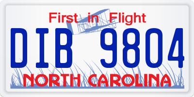 NC license plate DIB9804