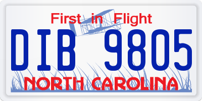 NC license plate DIB9805