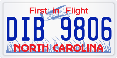NC license plate DIB9806