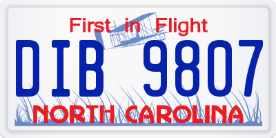 NC license plate DIB9807