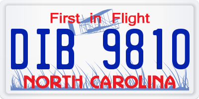 NC license plate DIB9810