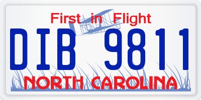 NC license plate DIB9811