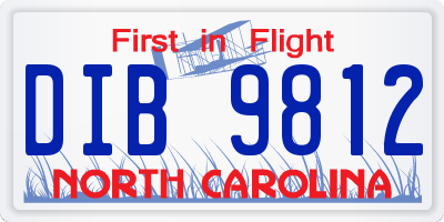 NC license plate DIB9812