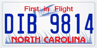 NC license plate DIB9814
