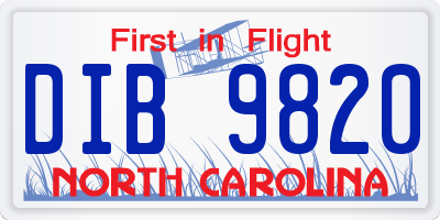 NC license plate DIB9820