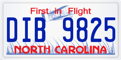 NC license plate DIB9825