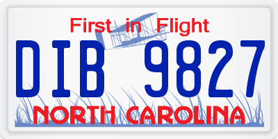 NC license plate DIB9827