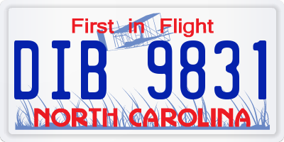 NC license plate DIB9831