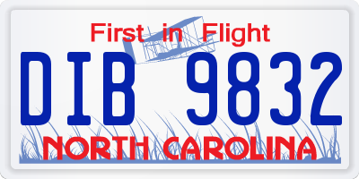 NC license plate DIB9832
