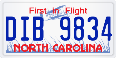 NC license plate DIB9834