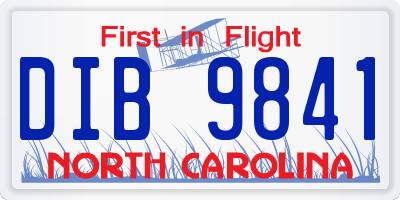 NC license plate DIB9841