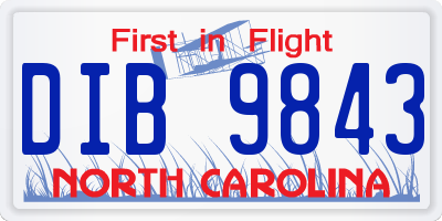 NC license plate DIB9843