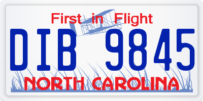 NC license plate DIB9845