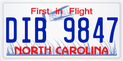 NC license plate DIB9847