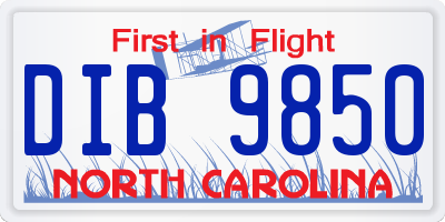 NC license plate DIB9850