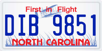 NC license plate DIB9851