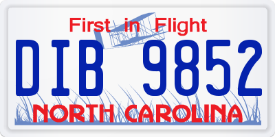 NC license plate DIB9852