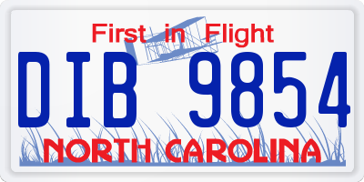 NC license plate DIB9854