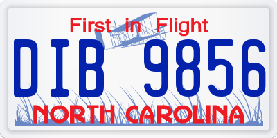 NC license plate DIB9856