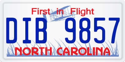 NC license plate DIB9857