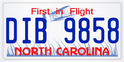NC license plate DIB9858