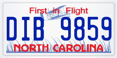NC license plate DIB9859