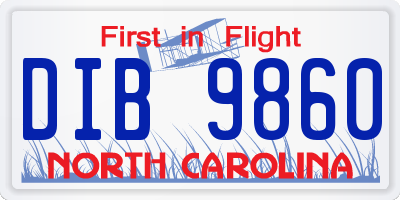 NC license plate DIB9860
