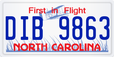NC license plate DIB9863