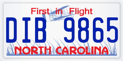 NC license plate DIB9865