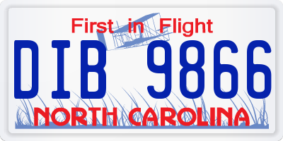 NC license plate DIB9866