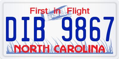 NC license plate DIB9867