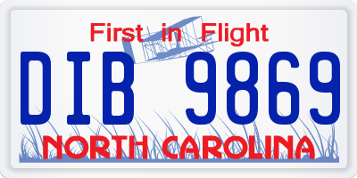 NC license plate DIB9869