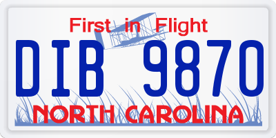 NC license plate DIB9870
