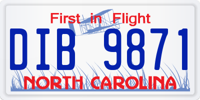 NC license plate DIB9871