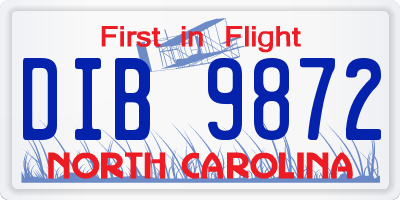 NC license plate DIB9872