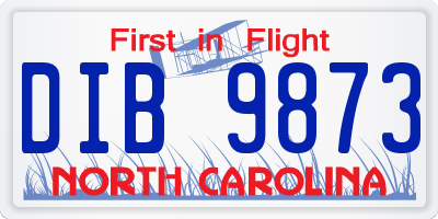 NC license plate DIB9873